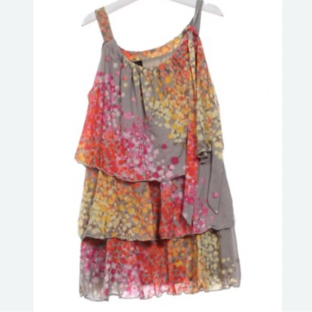 Style & Co Floral Layered Tunic Top M Colorful Sleeveless Lined Tiered Feminine